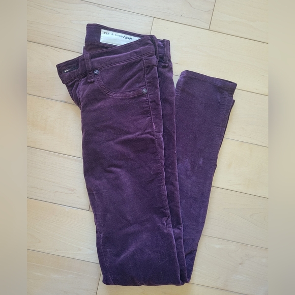 Rag & Bone Purple Velvet Skinny Pants Size 25 - Picture 4 of 7